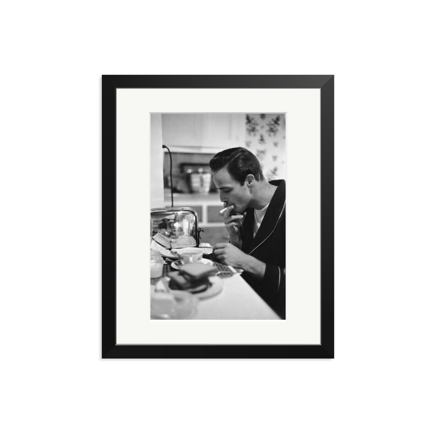 Marlon Brando Reading a Script Framed Print Black Medium