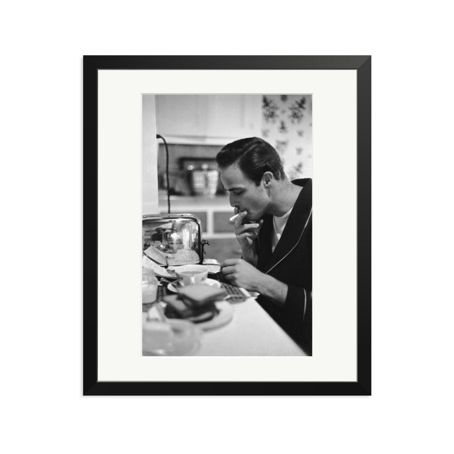 Marlon Brando Reading a Script Framed Print Black Large