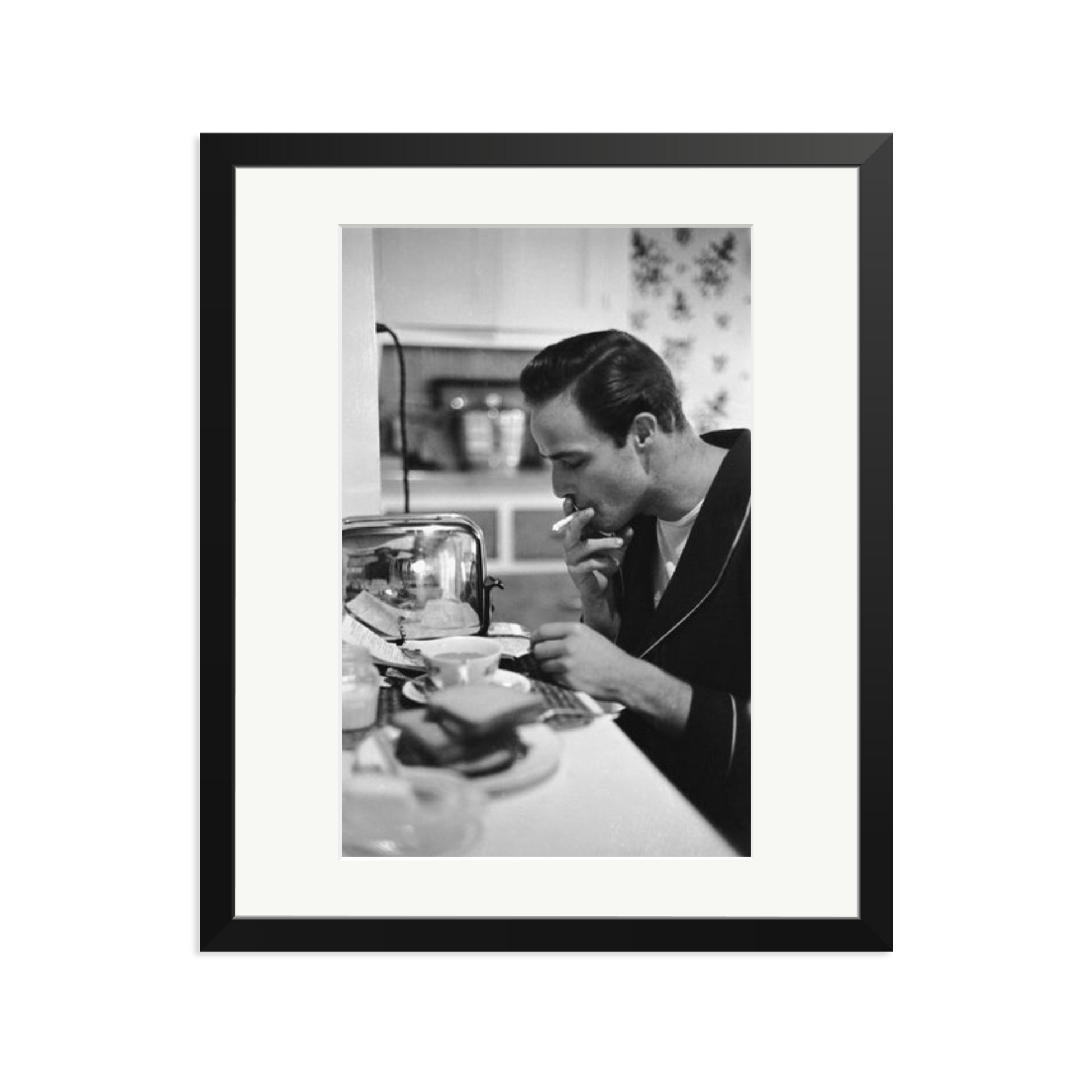 Marlon Brando Reading a Script Framed Print Black Large