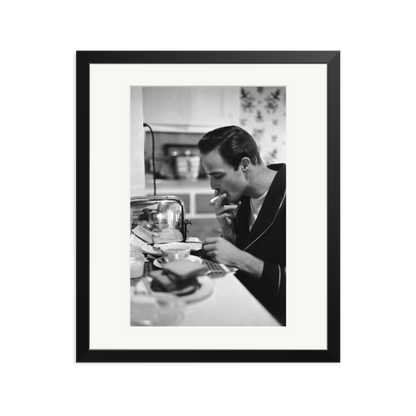 Marlon Brando Reading a Script Framed Print Black Large