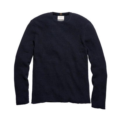 Billy Reid Martin Mini Waffle Crew Carbon Blue