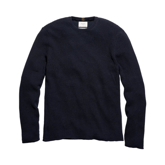 Billy Reid Martin Mini Waffle Crew Carbon Blue