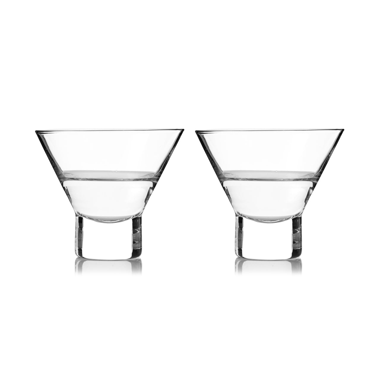 Raye Heavy Base Crystal Stemless Martini Glasses