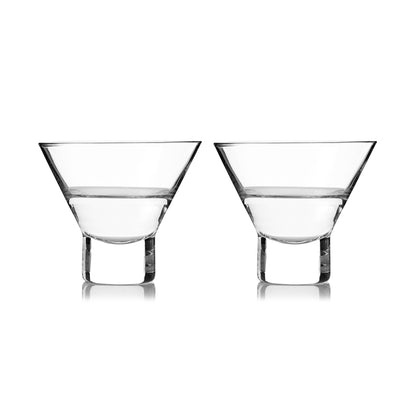 Raye Heavy Base Crystal Stemless Martini Glasses