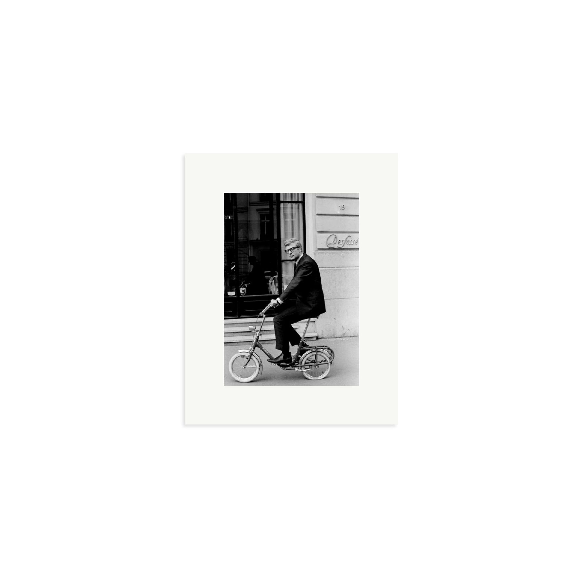 Michael Caine on His Bike Framed Print Print Only Small