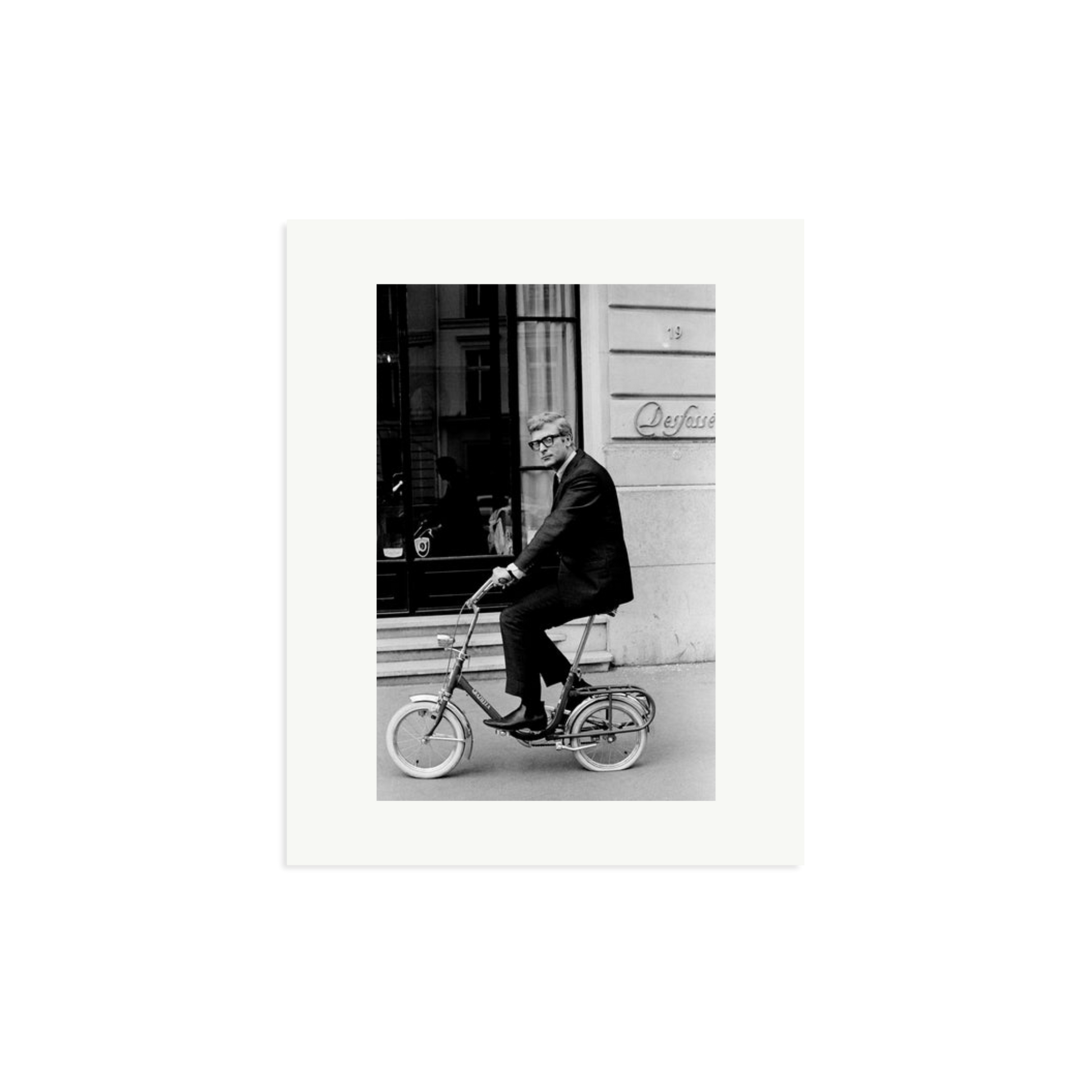 Michael Caine on His Bike Framed Print Print Only Medium