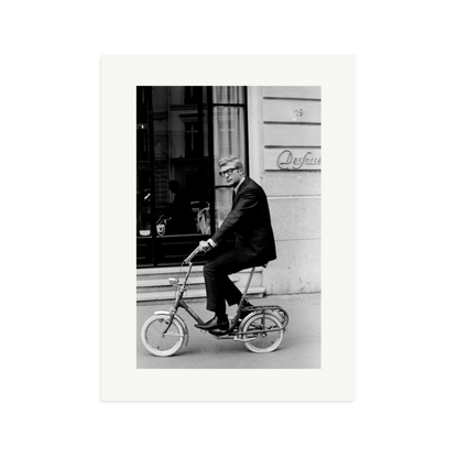 Michael Caine on His Bike Framed Print