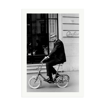 Michael Caine on His Bike Framed Print