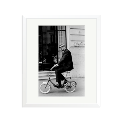 Michael Caine on His Bike Framed Print