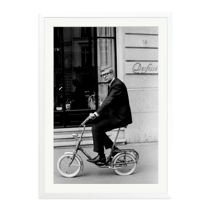 Michael Caine on His Bike Framed Print