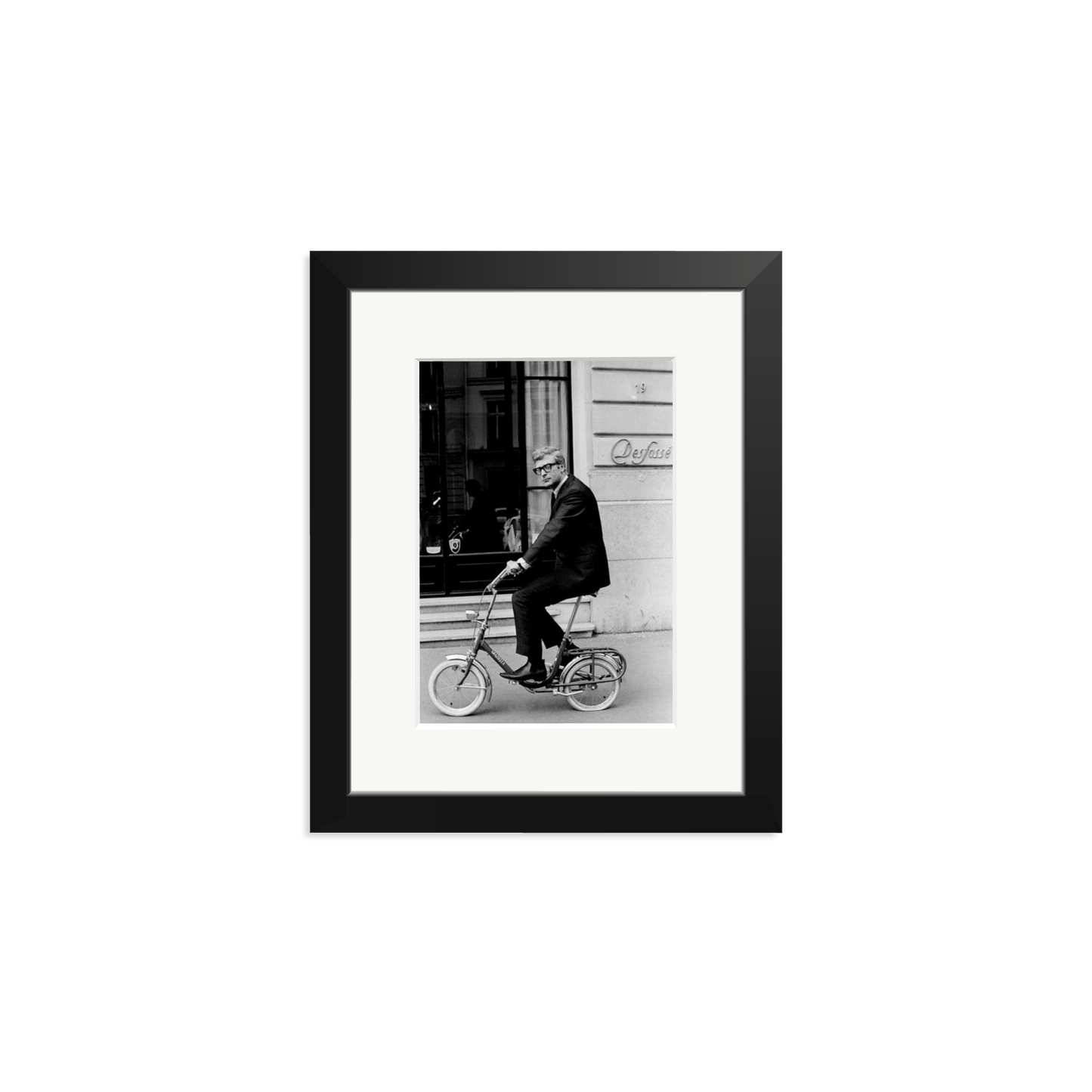 Michael Caine on His Bike Framed Print Black Small