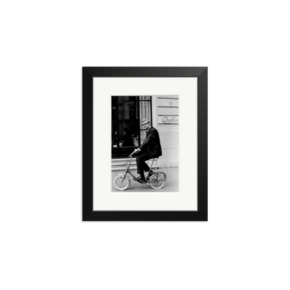Michael Caine on His Bike Framed Print Black Small