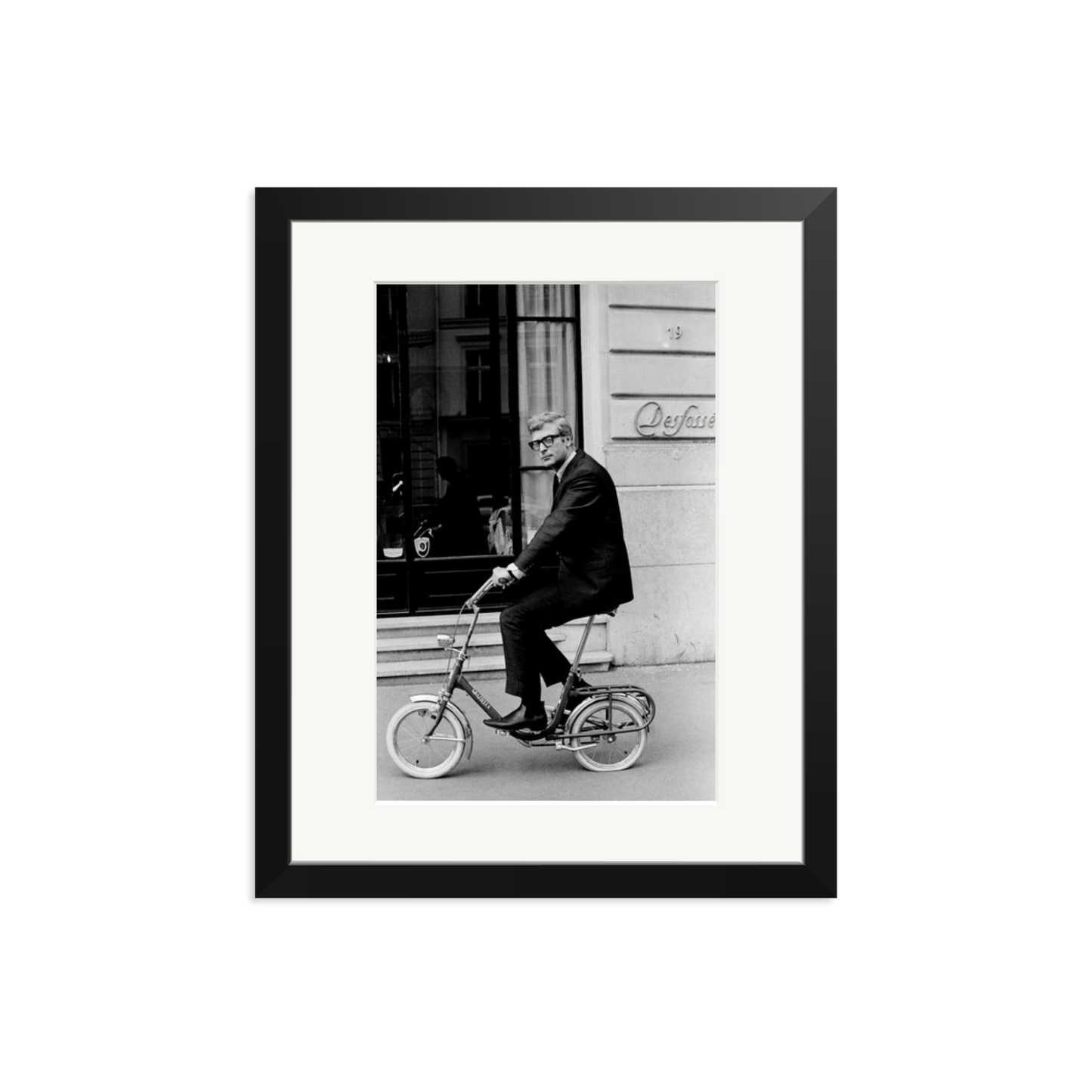 Michael Caine on His Bike Framed Print Black Medium