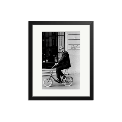 Michael Caine on His Bike Framed Print Black Medium