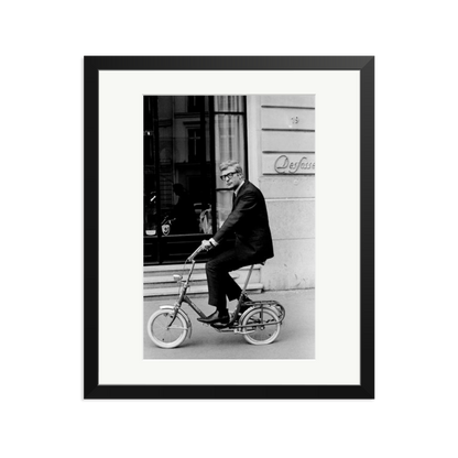 Michael Caine on His Bike Framed Print