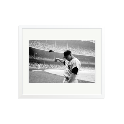 Mickey Mantle Helmet Fling Framed Print