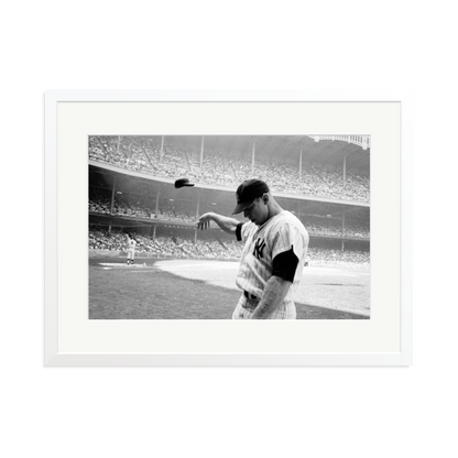 Mickey Mantle Helmet Fling Framed Print