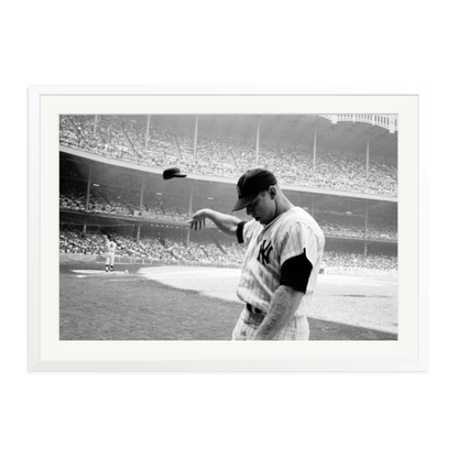 Mickey Mantle Helmet Fling Framed Print