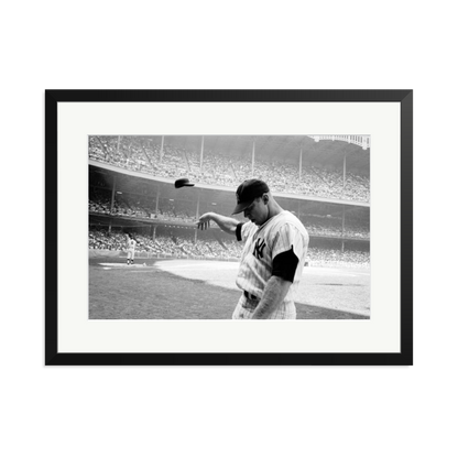 Mickey Mantle Helmet Fling Framed Print