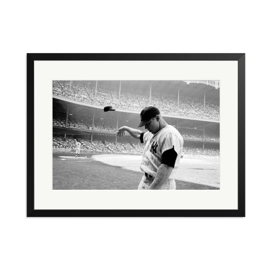 Mickey Mantle Helmet Fling Framed Print