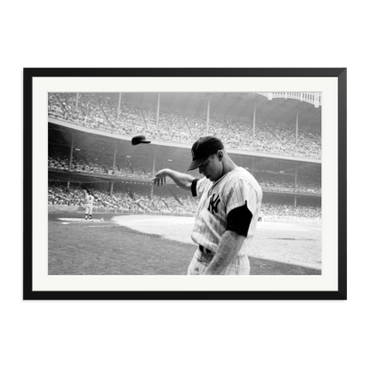 Mickey Mantle Helmet Fling Framed Print