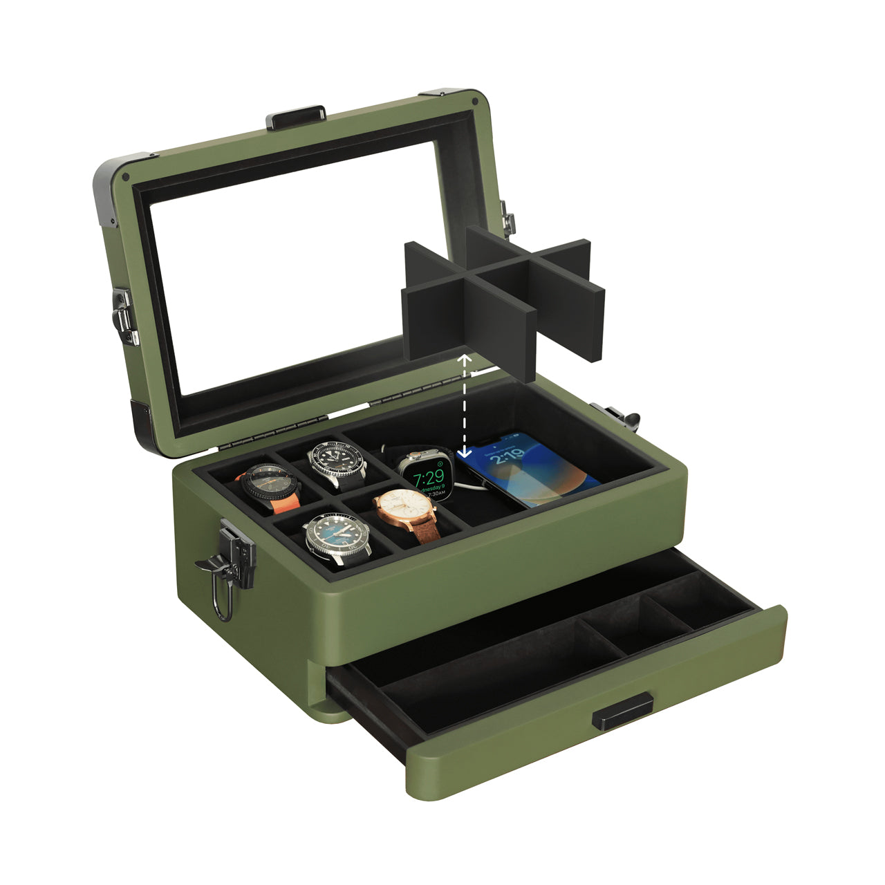 Green Military Modular Watch Box