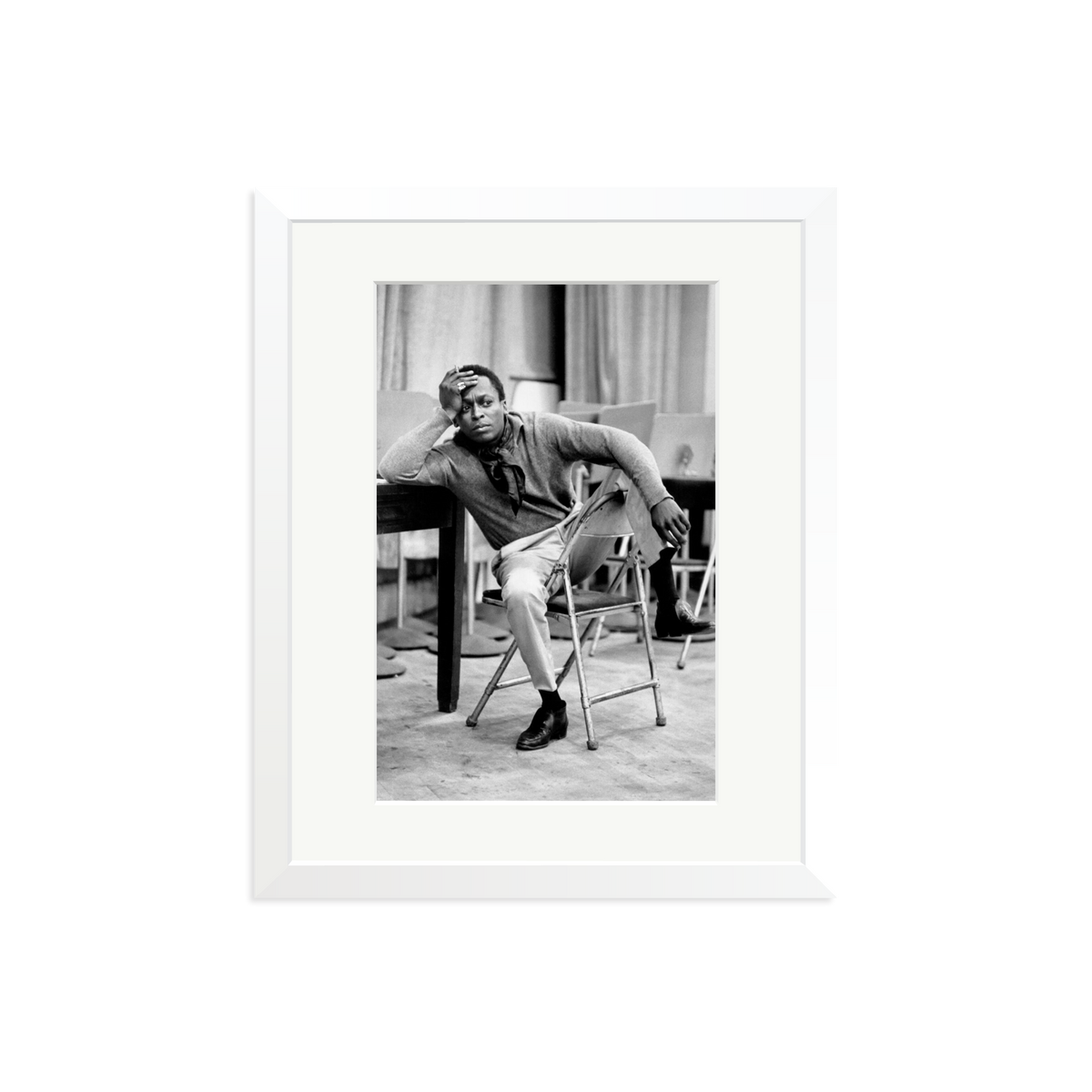 Miles Davis At 30th Street Studios Framed Print White Medium