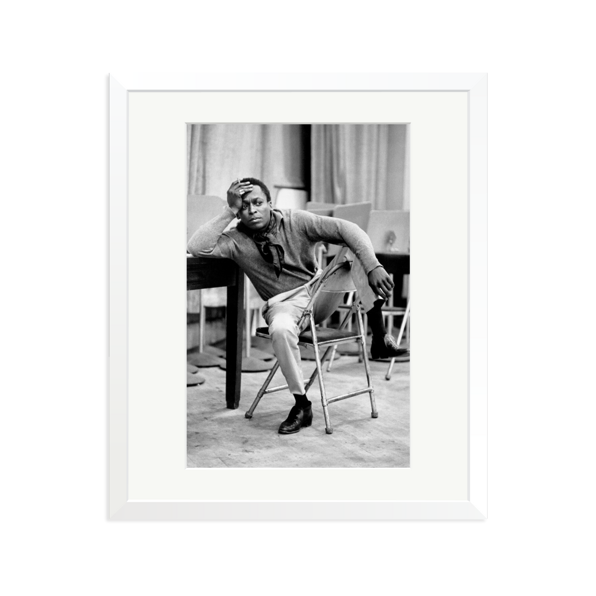 Miles Davis At 30th Street Studios Framed Print White Large