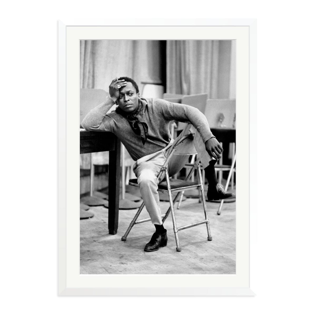 Miles Davis At 30th Street Studios Framed Print White XXL