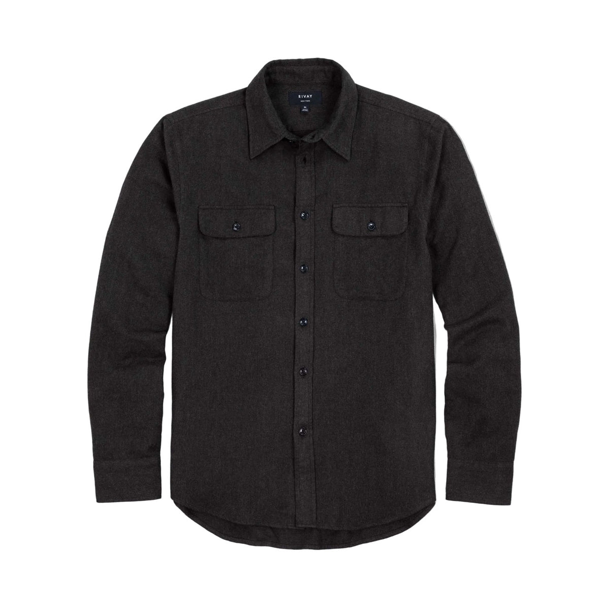 Rivay Miles Brushed Flannel Camp Shirt in Dark Brown