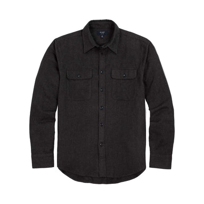 Rivay Miles Brushed Flannel Camp Shirt in Dark Brown