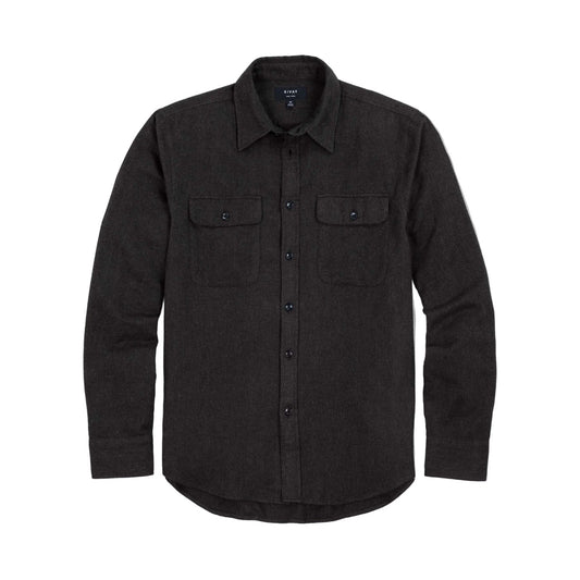 Rivay Miles Brushed Flannel Camp Shirt in Dark Brown