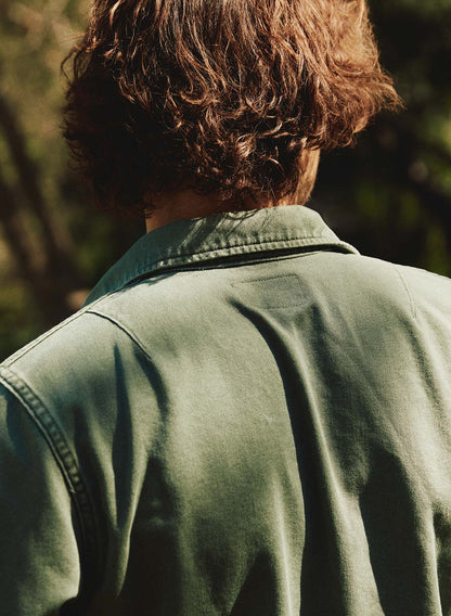 Imogene + willie military shirt jacket in fatigue green