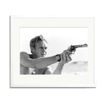 Steve McQueen Shooting Framed Print - White Frame