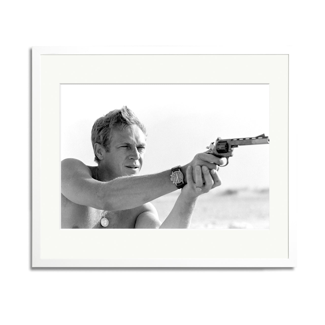 Steve McQueen Shooting Framed Print