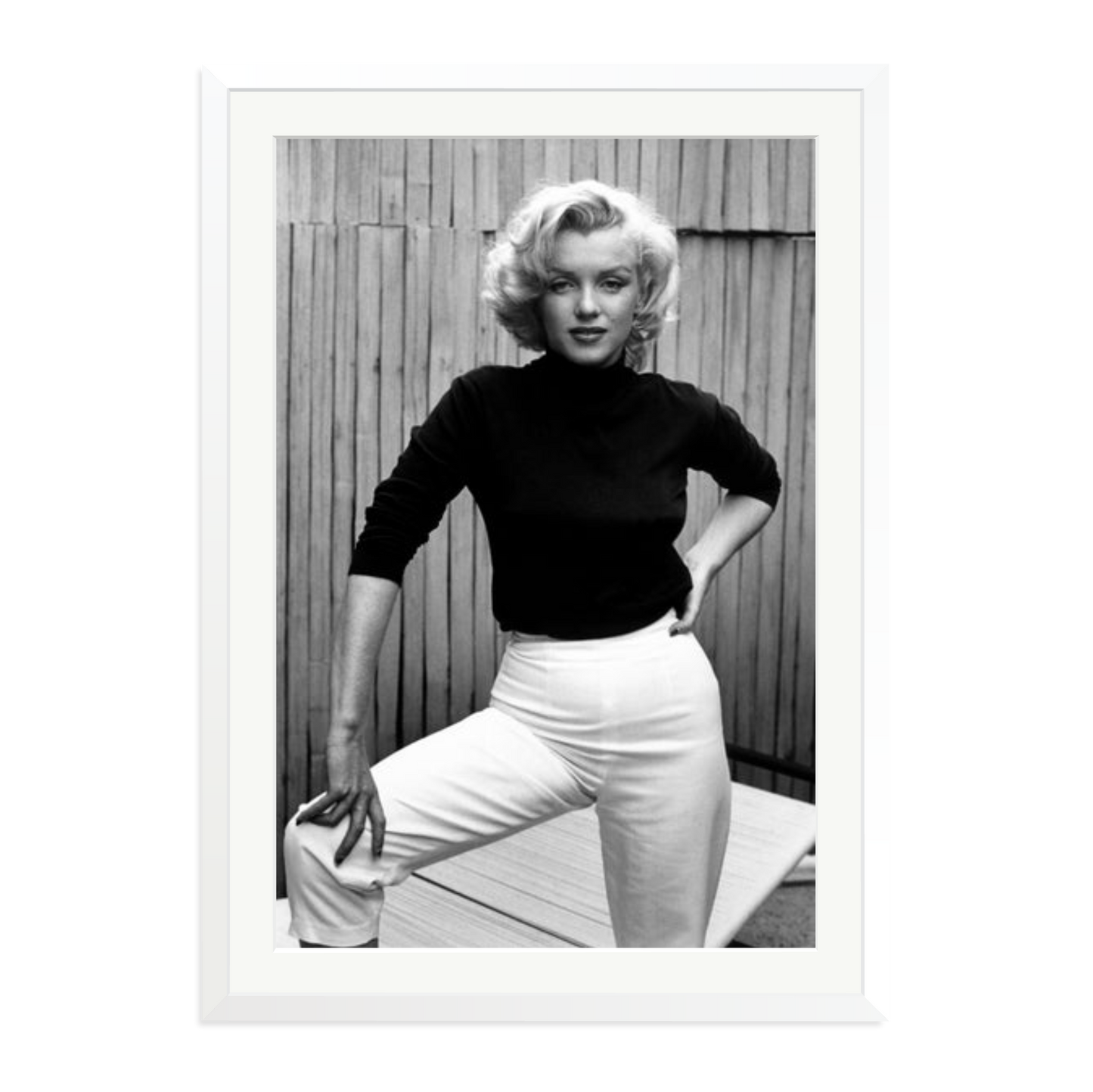 Marilyn Monroe Posing on Her Patio Framed Print