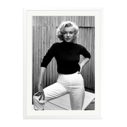 Marilyn Monroe Posing on Her Patio Framed Print