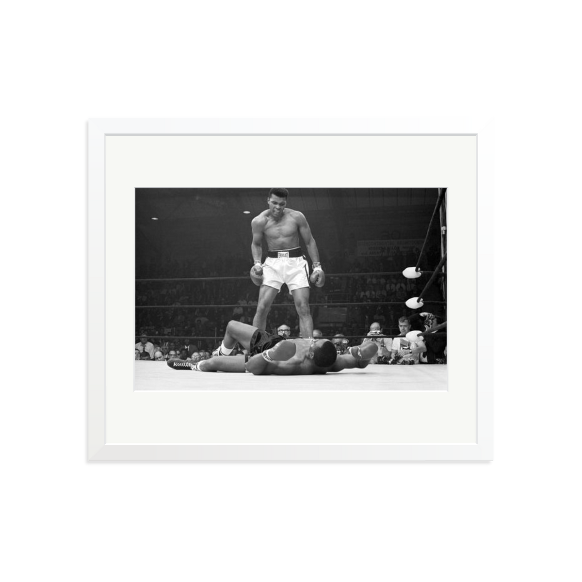 Muhammad Ali Taunting Sonny Liston Framed Photograph White Large