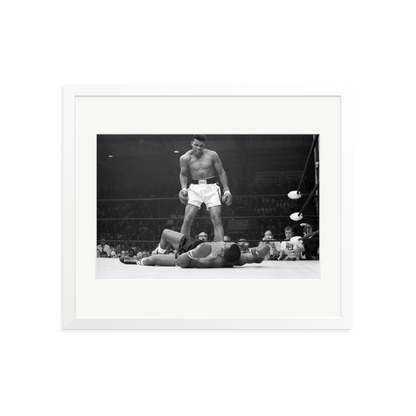 Muhammad Ali Taunting Sonny Liston Framed Photograph White Large