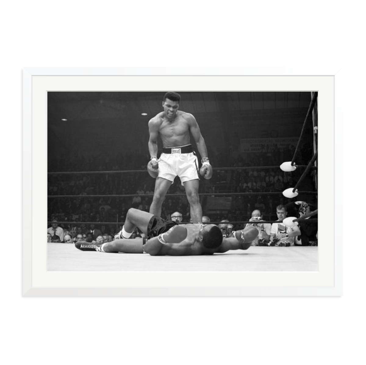 Muhammad Ali Taunting Sonny Liston Framed Photograph White XXL