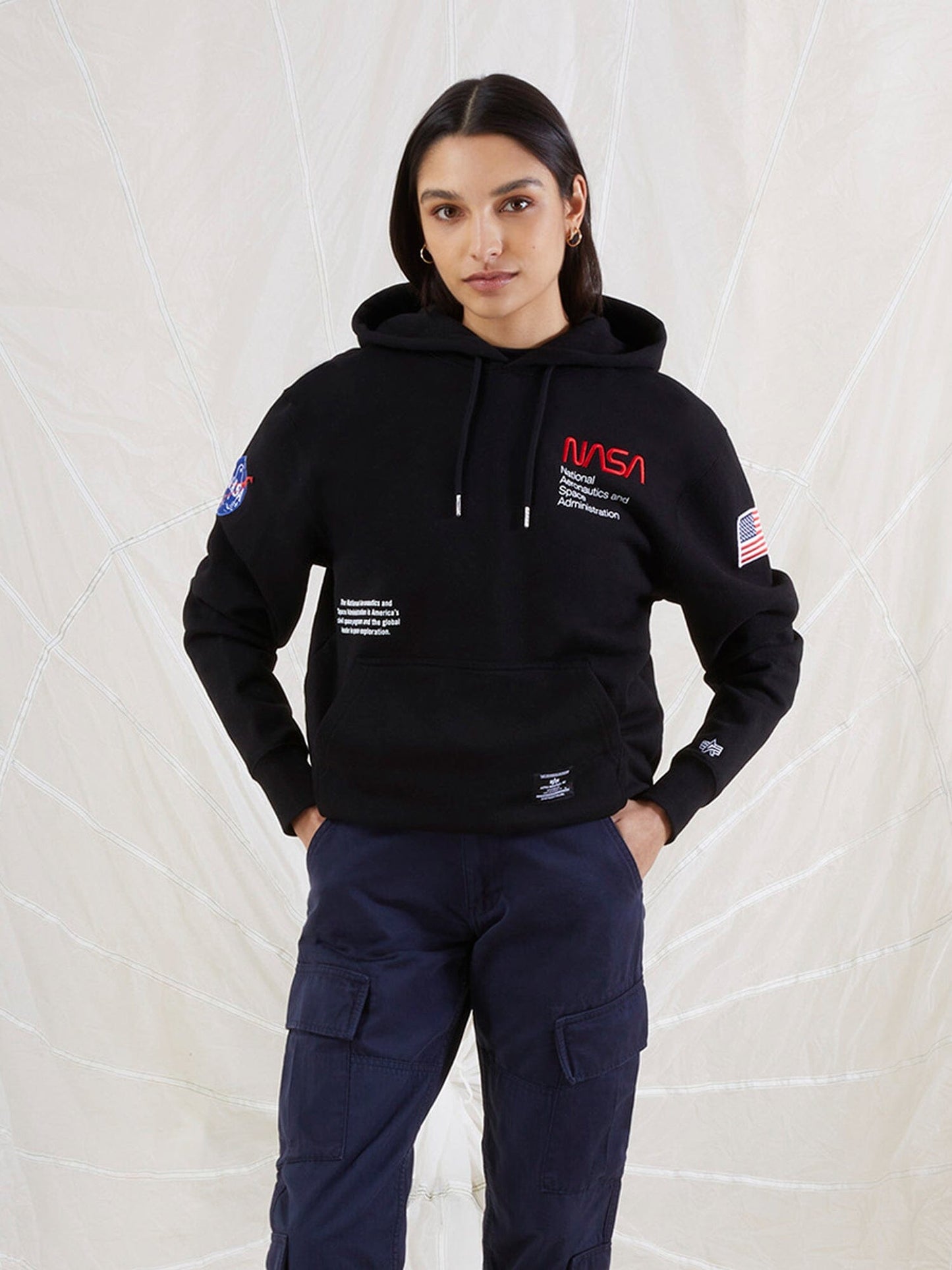 ALPHA INDUSTRIES NASA WORM LOGO HOODIE