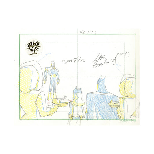 The New Batman Adventures Signed Original Production Drawing: Batman, Batgirl, Mr. Freeze