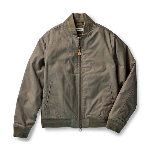Taylor Stitch Fatigue Olive Dry Wax Bomber Jacket