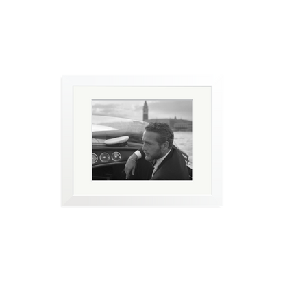 Paul Newman in Venice Framed Print White Small