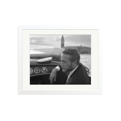 Paul Newman in Venice Framed Print White Medium