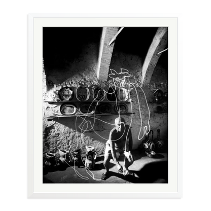 Picasso Painting with Light Framed Print White XXL