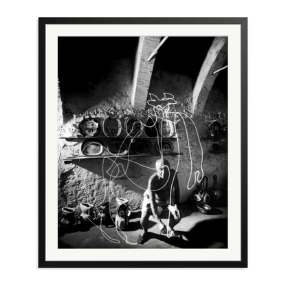 Picasso Painting with Light Framed Print Black XXL