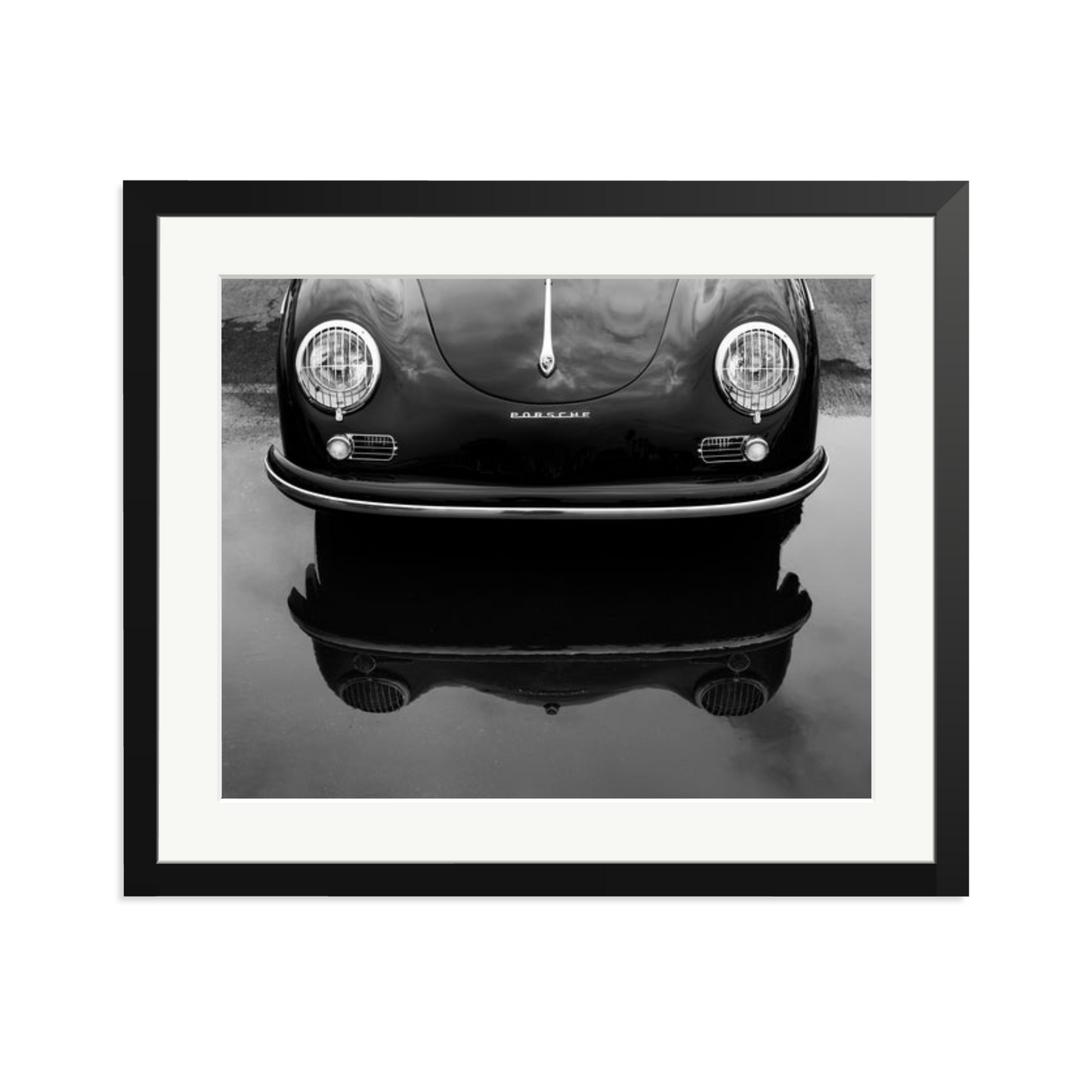 Porsche 356 Nose Framed Print Black Large