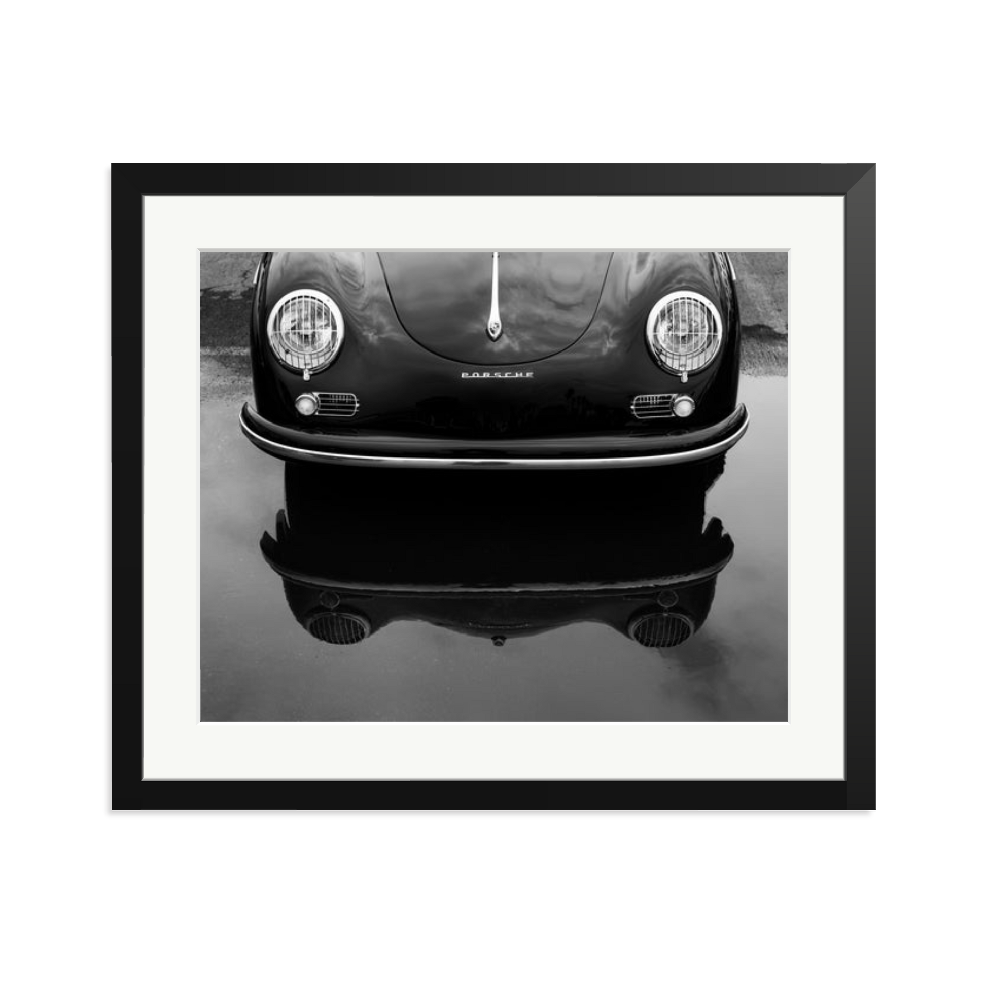 Porsche 356 Nose Framed Print Black Large