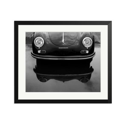 Porsche 356 Nose Framed Print Black Large